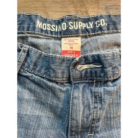 Mossimo and Supply medium wash Long jean shorts raw hem 15 Large - Picture 3 of 3